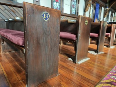 A numbered pew.