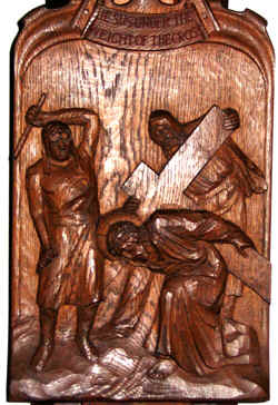 The third station: Jesus falls the first time.
